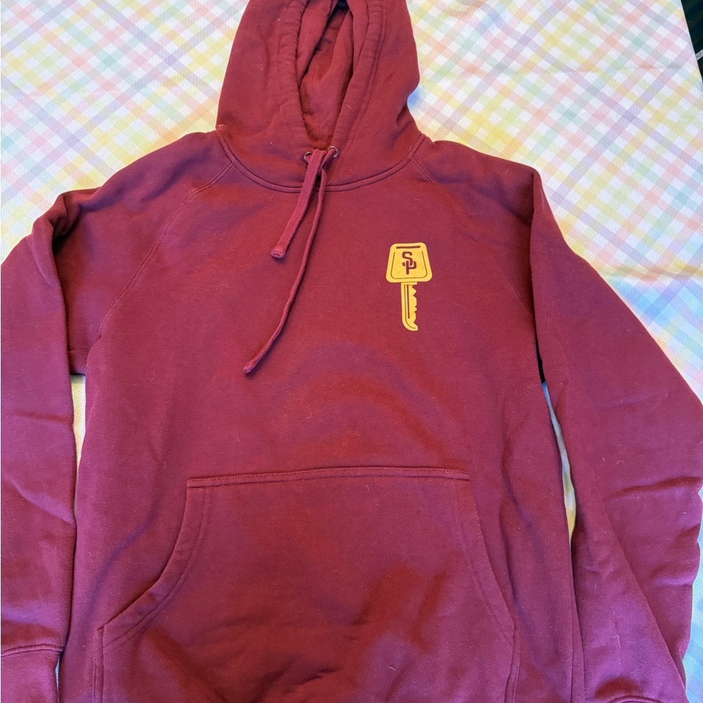 Street Parking Maroon Hoodie with Yellow Key Logo